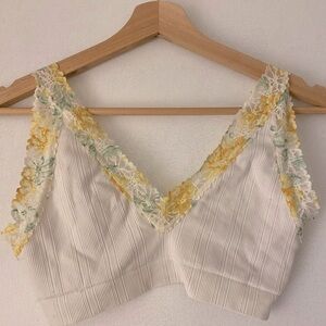 PINK FLORAL RIBBED SOFT BRA SIZE MEDIUM